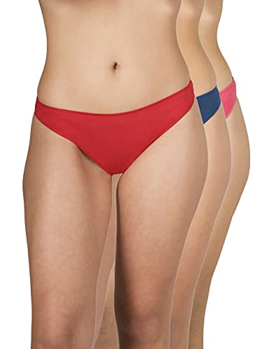 A.A UNDERWEAR - 3er Set Brasilien Damen Slip Baumwolle & Modal, Atmungsaktive Unterwäsche Frauen, Unsichtbare No Show Low Rise Sexy Brazilian Unterhosen (Mehrfarbig Blau/Rot/Koralle, 2XL) von A.A UNDERWEAR