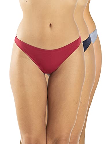 A.A UNDERWEAR - 3er Set Brasilien Damen Slip Baumwolle & Modal, Atmungsaktive Unterwäsche Frauen, Unsichtbare No Show Low Rise Sexy Brazilian Unterhosen (Mehrfarbig Dunkelblau/Bordeaux/Grau, M) von A.A UNDERWEAR