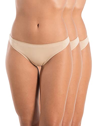 A.A UNDERWEAR - 3er Set Brasilien Damen Slip Baumwolle & Modal, Atmungsaktive Unterwäsche Frauen, Unsichtbare No Show Low Rise Sexy Brazilian Unterhosen (Beige, 2XL) von A.A UNDERWEAR