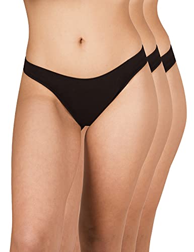 A.A UNDERWEAR - 3er Set Brasilien Damen Slip Baumwolle & Modal, Atmungsaktive Unterwäsche Frauen, Unsichtbare No Show Low Rise Sexy Brazilian Unterhosen (Schwarz, L) von A.A UNDERWEAR