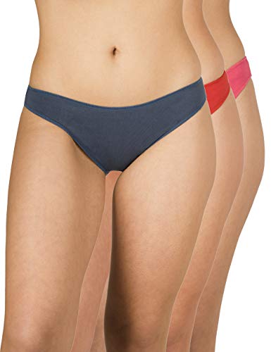 A.A UNDERWEAR – 3er Pack Damen Bikini Slips aus Baumwolle & Modal – Low Cut Panty - Bequeme & Atmungsaktive Unterhosen für Frauen (Mehrfarbig Blau/Rot/Koralle, S) von A.A UNDERWEAR