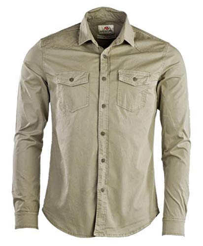 A. Blöchl Herren Hemd Vintage Langarm (Khaki/L) von A.Blöchl