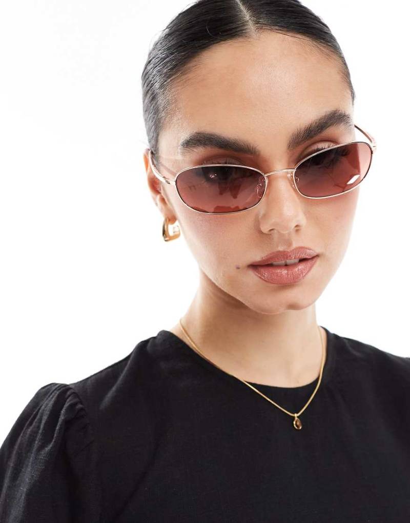 A. Kjaerbede - Jack - Rechteckige Sonnenbrille mit Metallrahmen in Roségold-Goldfarben von A.Kjaerbede