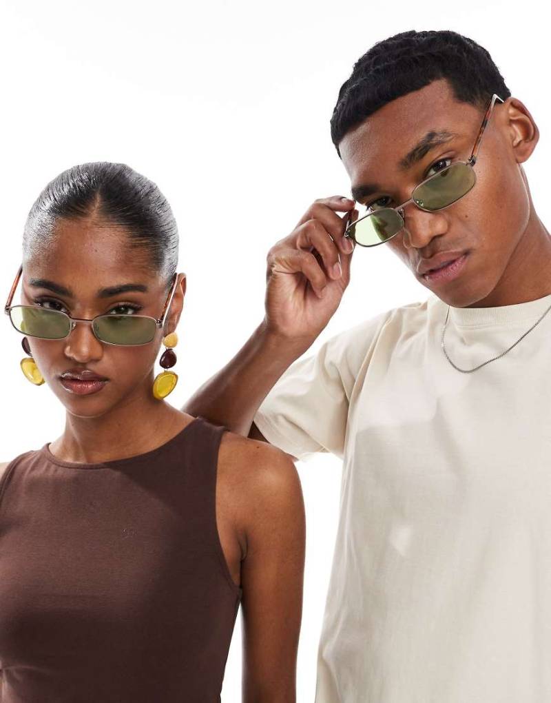 A. Kjaerbede - Noah - Rechteckige Sonnenbrille mit Metallgestell in mattem Gunmetal-Silber von A.Kjaerbede