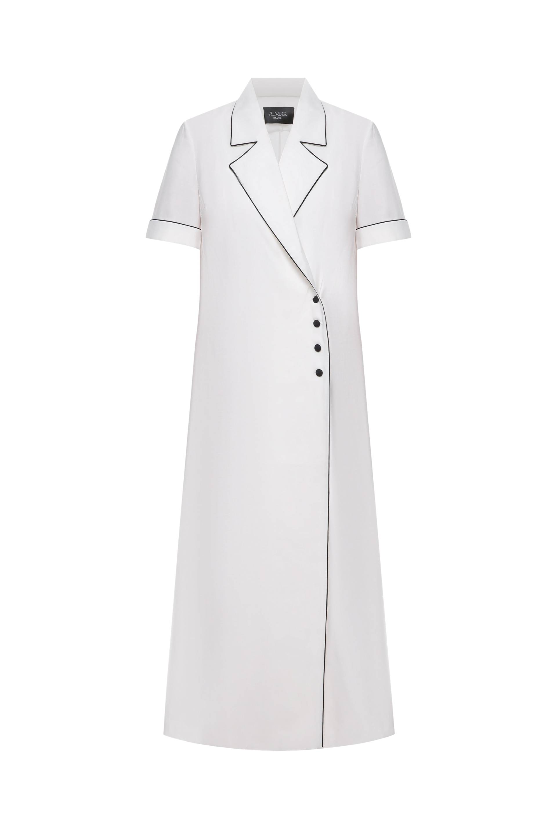 Dress with piping - White - L - A.M.G - Midi dresses Dress with piping - White - L - A.M.G - Midi dresses von A.M.G