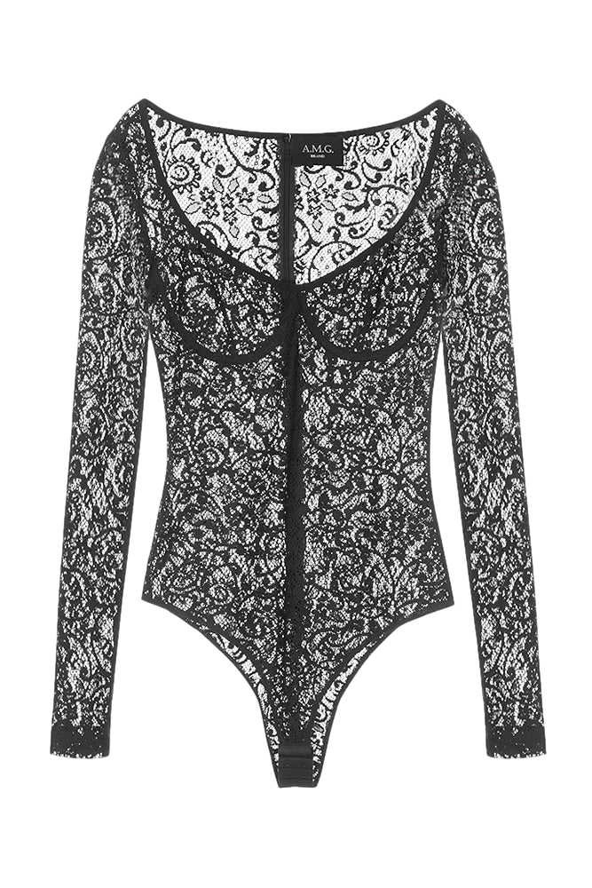 Lace Bodysuit - Black - L - A.M.G - Bodysuits von A.M.G