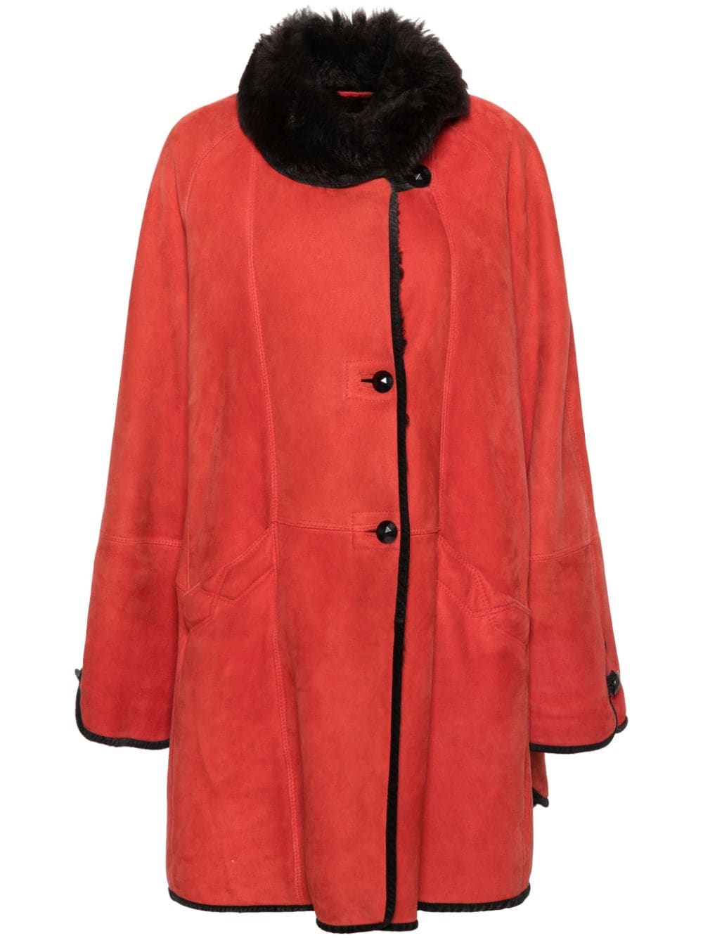 A.N.G.E.L.O. Vintage Cult 1980 Wildledermantel mit Shearling-Besatz - Rot von A.N.G.E.L.O. Vintage Cult