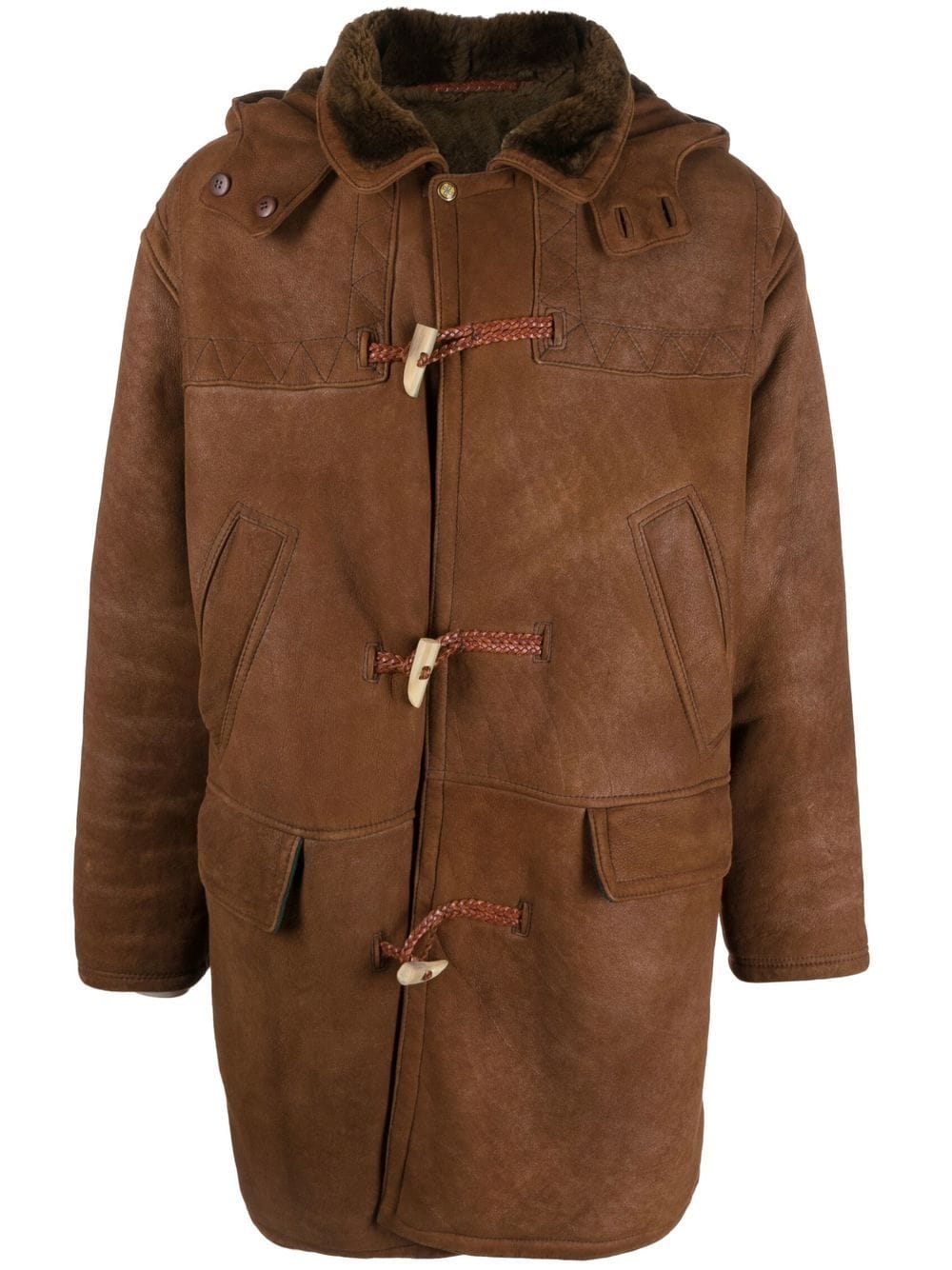 A.N.G.E.L.O. Vintage Cult 1990s Dufflecoat mit Shearling-Futter - Braun von A.N.G.E.L.O. Vintage Cult