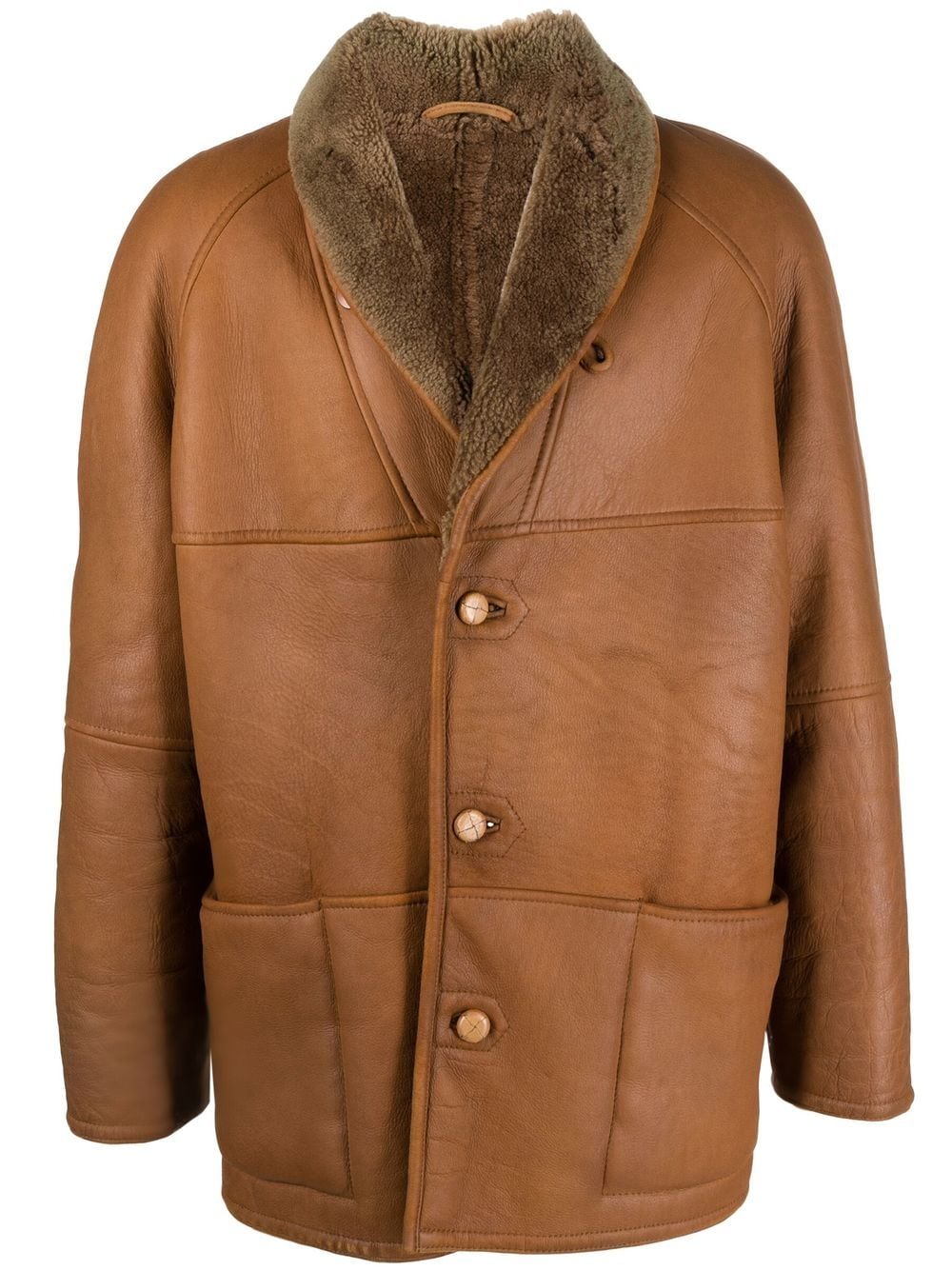 A.N.G.E.L.O. Vintage Cult 1990s Ledermantel mit Shearling-Futter - Braun von A.N.G.E.L.O. Vintage Cult