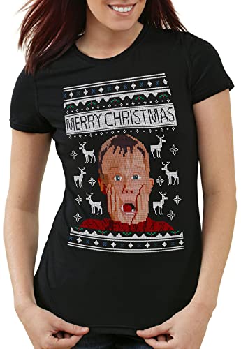 A.N.T. Allein zu Haus Damen T-Shirt Kevin Xmas Weihnachten Weihnachtspullover Pulli Ugly Sweater Strick, Größe:L von A.N.T. Another Nerd T-Shirt