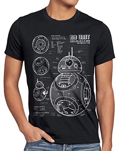 A.N.T. BB Unit Herren T-Shirt Blaupause Astromech droide, Größe:XL, Farbe:Schwarz von A.N.T. Another Nerd T-Shirt
