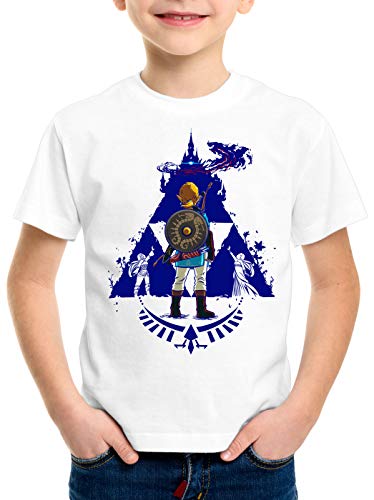 A.N.T. Breath Link Blue T-Shirt für Kinder Hyrule Gamer, Farbe:Weiß, Größe:140 von A.N.T. Another Nerd T-Shirt