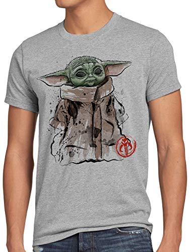 A.N.T. Dagobah Baby Herren T-Shirt yoda Mando tv Serie, Größe:XXL, Farbe:Grau meliert von A.N.T. Another Nerd T-Shirt