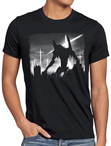 A.N.T. Evanglion Cityscape Herren T-Shirt Evangelion Anime Roboter Kaiju, Größe:XXL von A.N.T. Another Nerd T-Shirt