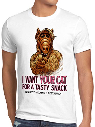 A.N.T. I Want Your Cat Herren T-Shirt alf melmac Sitcom, Größe:4XL, Farbe:Weiß von A.N.T. Another Nerd T-Shirt