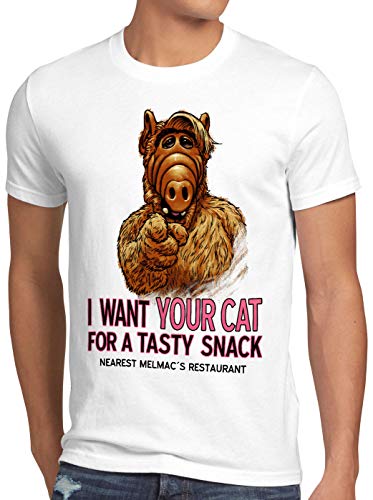 A.N.T. I Want Your Cat Herren T-Shirt alf melmac Sitcom, Größe:XXL, Farbe:Weiß von A.N.T. Another Nerd T-Shirt
