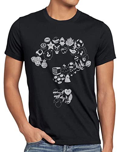 A.N.T. Mario Items Herren T-Shirt Level Videospiel Konsole super World, Größe:3XL, Farbe:Schwarz von A.N.T. Another Nerd T-Shirt