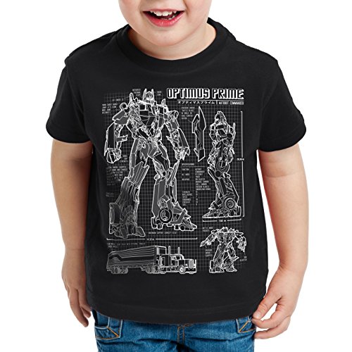 A.N.T. Optimus Prime T-Shirt für Kinder Blaupause Autobot, Farbe:Schwarz, Größe:128 von A.N.T. Another Nerd T-Shirt