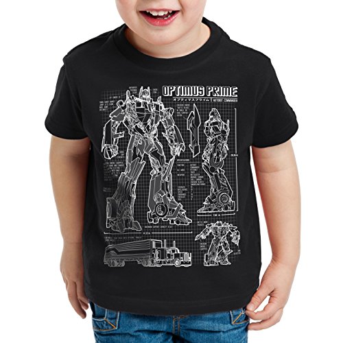 A.N.T. Optimus Prime T-Shirt für Kinder Blaupause Autobot, Farbe:Schwarz, Größe:140 von A.N.T. Another Nerd T-Shirt