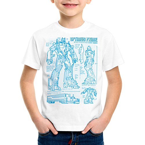 A.N.T. Optimus Prime T-Shirt für Kinder Blaupause Autobot, Farbe:Weiß, Größe:116 von A.N.T. Another Nerd T-Shirt