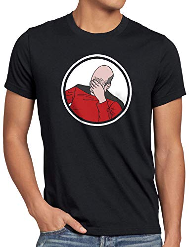 A.N.T. Picard Facepalm Herren T-Shirt Meme scham Internet, Größe:L, Farbe:Schwarz von A.N.T. Another Nerd T-Shirt