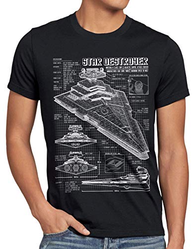 A.N.T. Sternenzerstörer Herren T-Shirt Blaupause Raumschiff, Größe:5XL, Farbe:Schwarz von A.N.T. Another Nerd T-Shirt