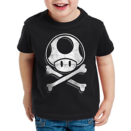 A.N.T. Toadskull T-Shirt für Kinder Mario Totenkopf Videospiel Konsole super World, Farbe:Schwarz, Größe:140 von A.N.T. Another Nerd T-Shirt