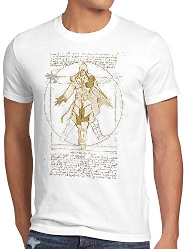 A.N.T. Vitruvianischer Assassine Herren T-Shirt Desmond Miles, Größe:3XL, Farbe:Weiß von A.N.T. Another Nerd T-Shirt