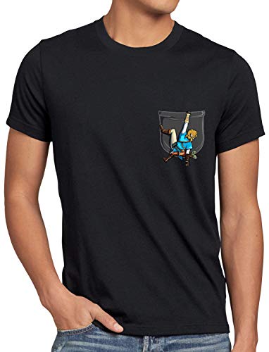 A.N.T. Wild Link Herren T-Shirt Hyrule Gamer hemdtasche, Größe:M, Farbe:Schwarz von A.N.T. Another Nerd T-Shirt