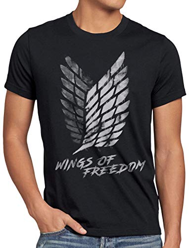 A.N.T. Wings of Freedom Herren T-Shirt AOT Attack aufklärungstruppe on Titan, Größe:M, Farbe:Schwarz von A.N.T. Another Nerd T-Shirt