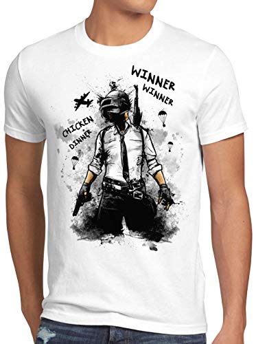 A.N.T. Winner Gefecht Herren T-Shirt Battle Royale PVP Multiplayer online Survival, Größe:XL, Farbe:Weiß von A.N.T. Another Nerd T-Shirt