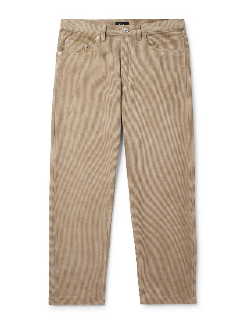 A.P.C. - Achille Cropped Straight-Leg Cotton-Corduroy Trousers - Men - Neutrals - UK/US 34 von A.P.C.