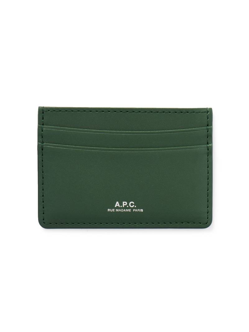 A.P.C. - Andre Logo-Print Leather Cardholder - Men - Green von A.P.C.