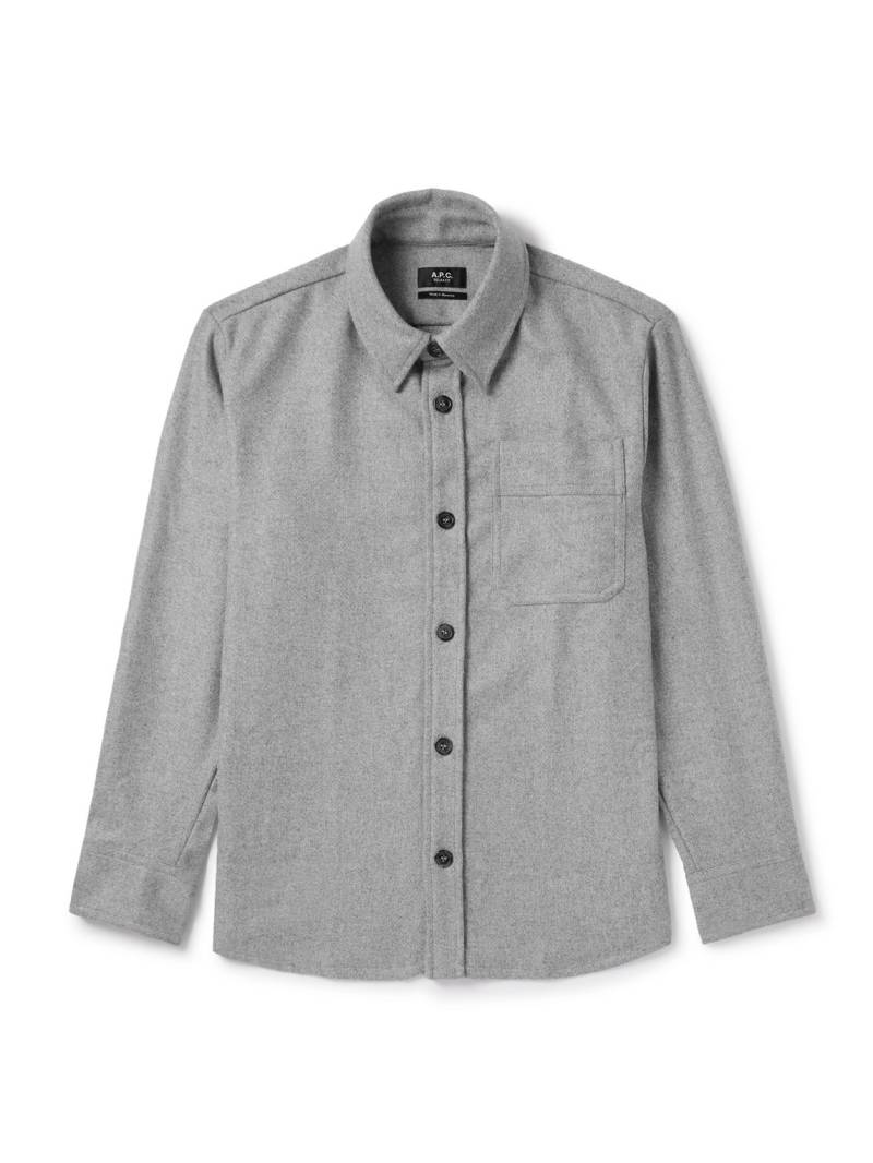 A.P.C. - Basile Logo-Embroidered Wool-Blend Overshirt - Men - Gray - M von A.P.C.