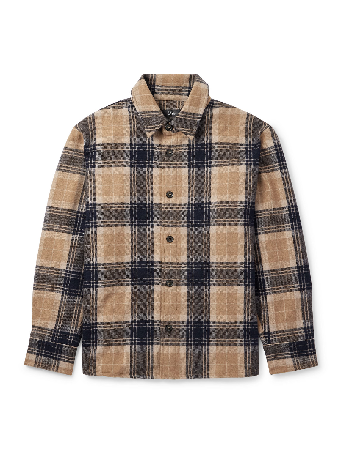 A.P.C. - Bobby Oversized Checked Wool-Blend Flannel Overshirt - Men - Neutrals - XS A.P.C. - Bobby Oversized Checked Wool-Blend Flannel Overshirt - Men - Neutrals - XS von A.P.C.
