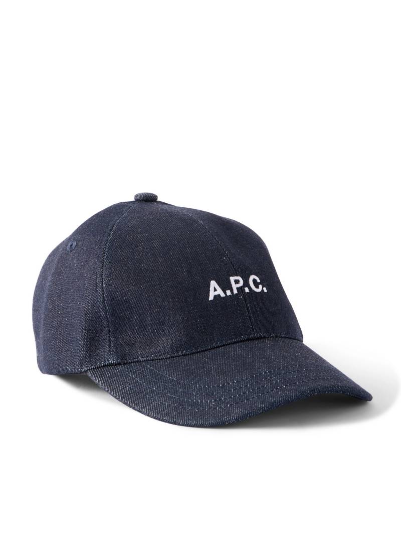 A.P.C. - Charlie Logo-Embroidered Denim Baseball Cap - Men - Blue - 56 von A.P.C.