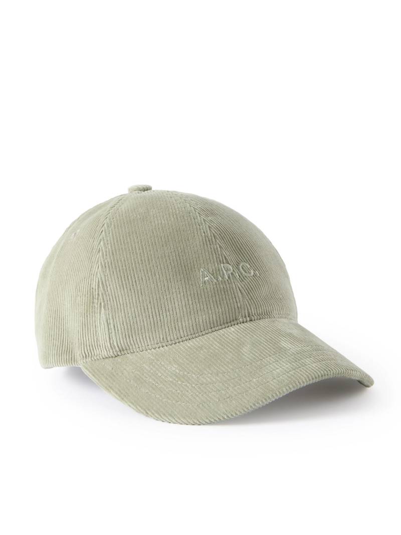 A.P.C. - Charlie Logo-Embroidered Wool-Blend Corduroy Baseball Cap - Men - Neutrals - 60 von A.P.C.