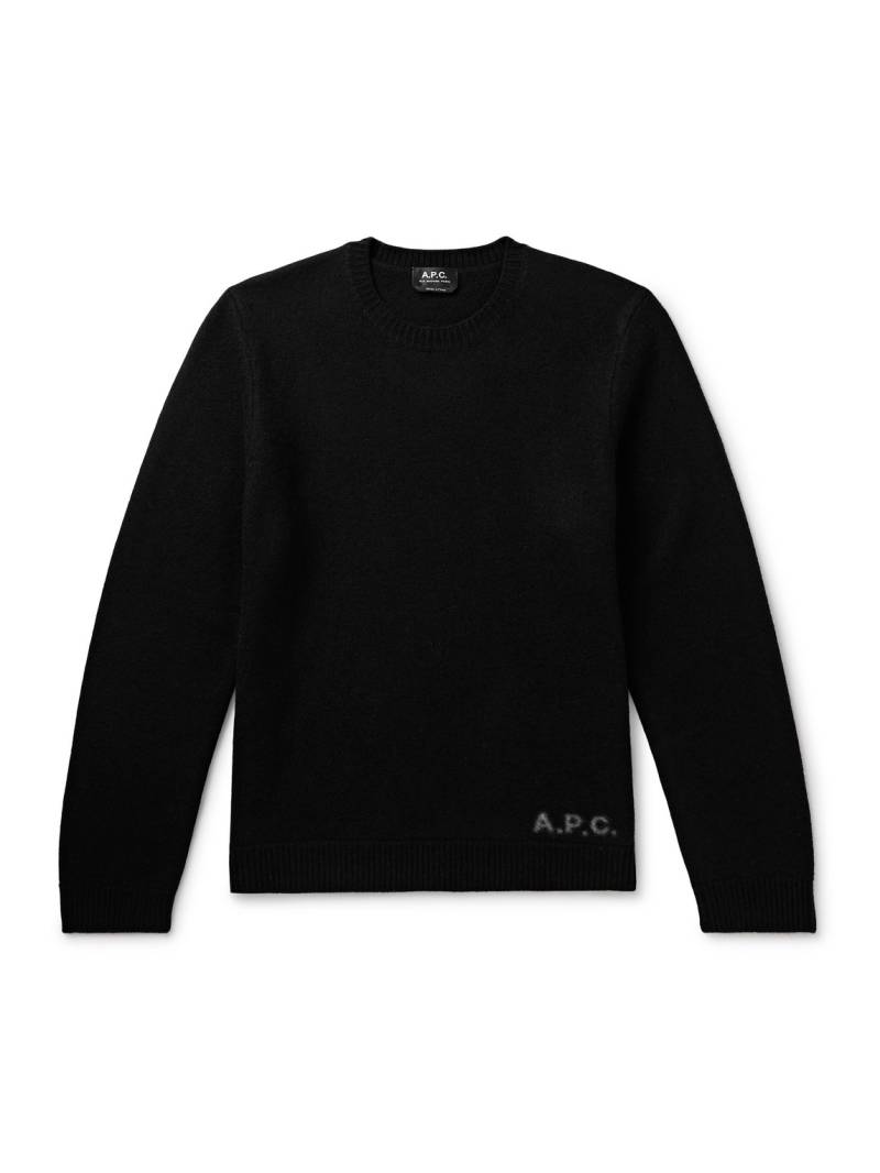 A.P.C. - Edward Logo-Print Virgin Wool Sweater - Men - Black - XS von A.P.C.