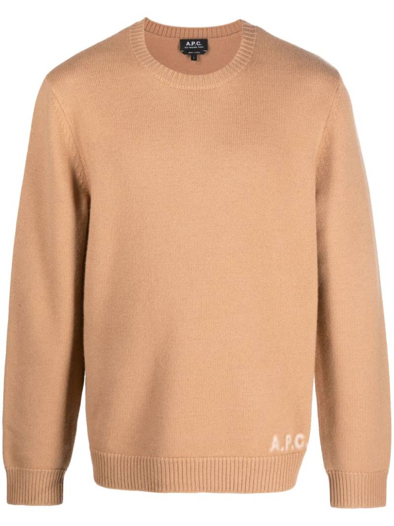 A.P.C. Edward Pullover mit Logo-Print - Braun von A.P.C.