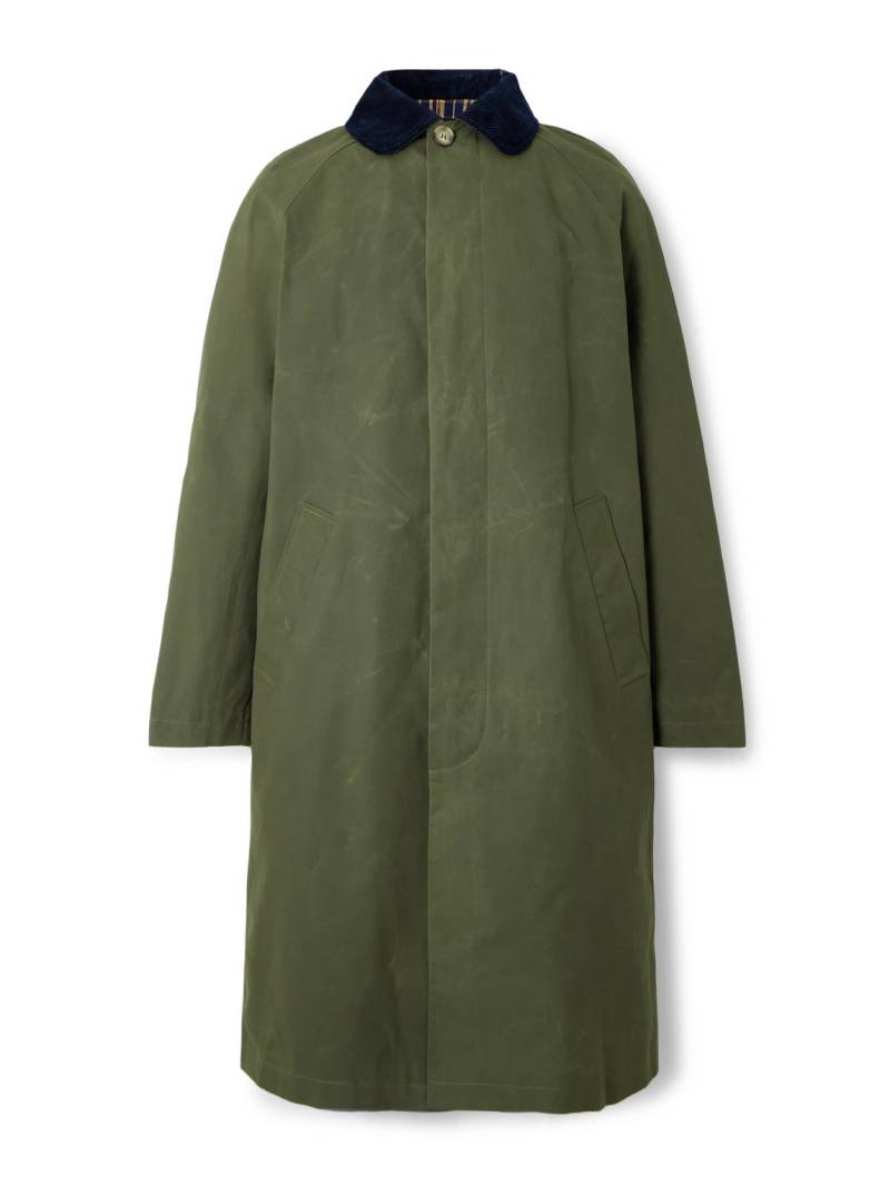 A.P.C. - Gaspard Oversized Corduroy-Trimmed Coated Cotton-Canvas Coat - Men - Green - XL von A.P.C.