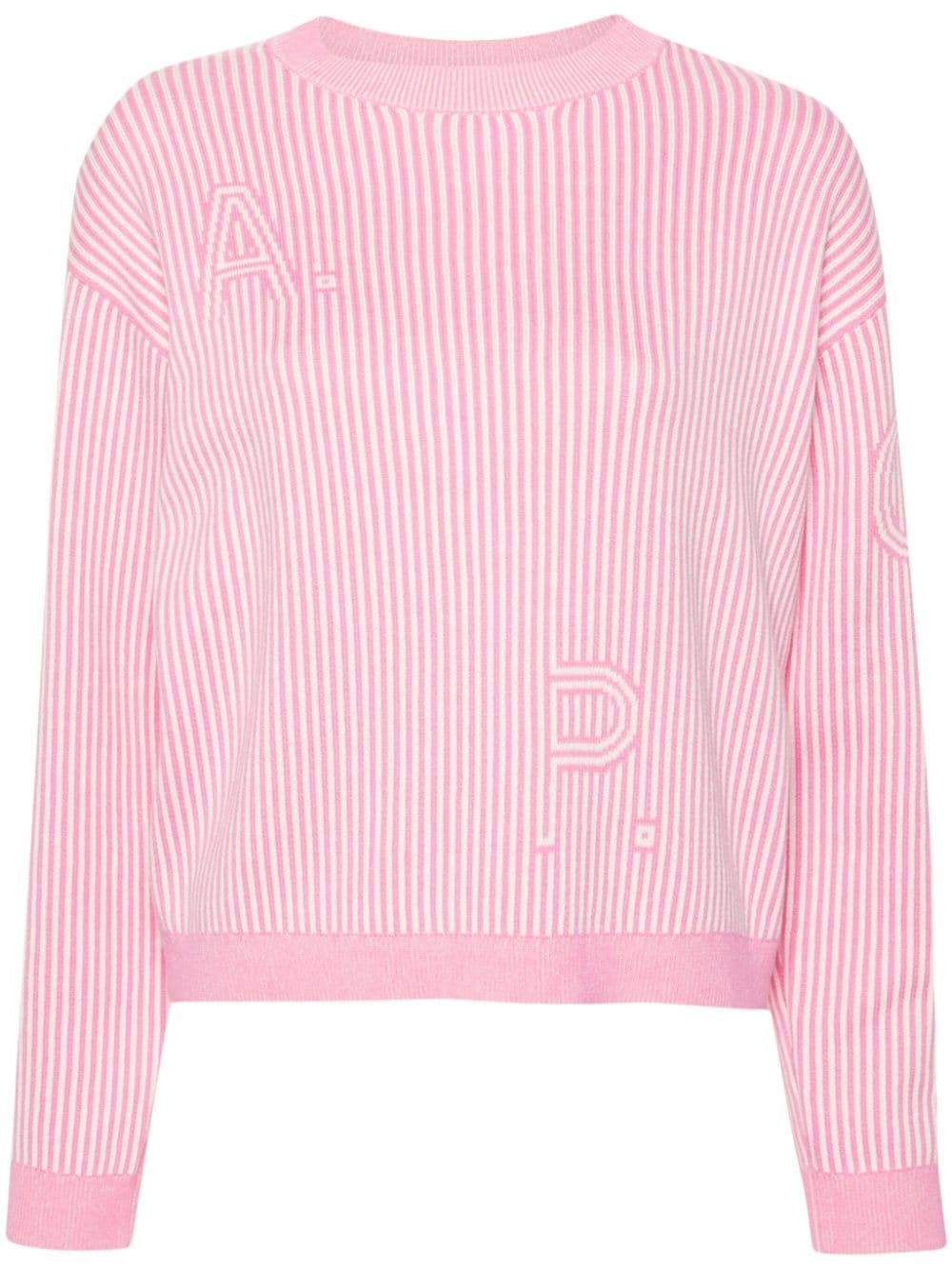 A.P.C. Gestreifter Pullover mit Logo-Jacquard - Rosa von A.P.C.