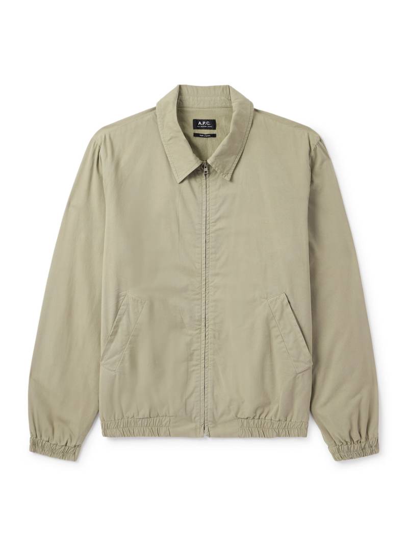 A.P.C. - Gilbert Logo-Embroidered Cotton-Twill Blouson Jacket - Men - Green - S von A.P.C.