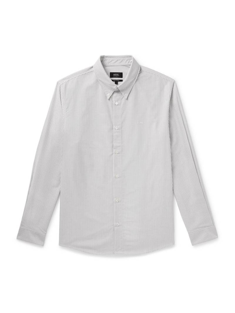 A.P.C. - Greg Button-Down Collar Striped Cotton Oxford Shirt - Men - Gray - L von A.P.C.