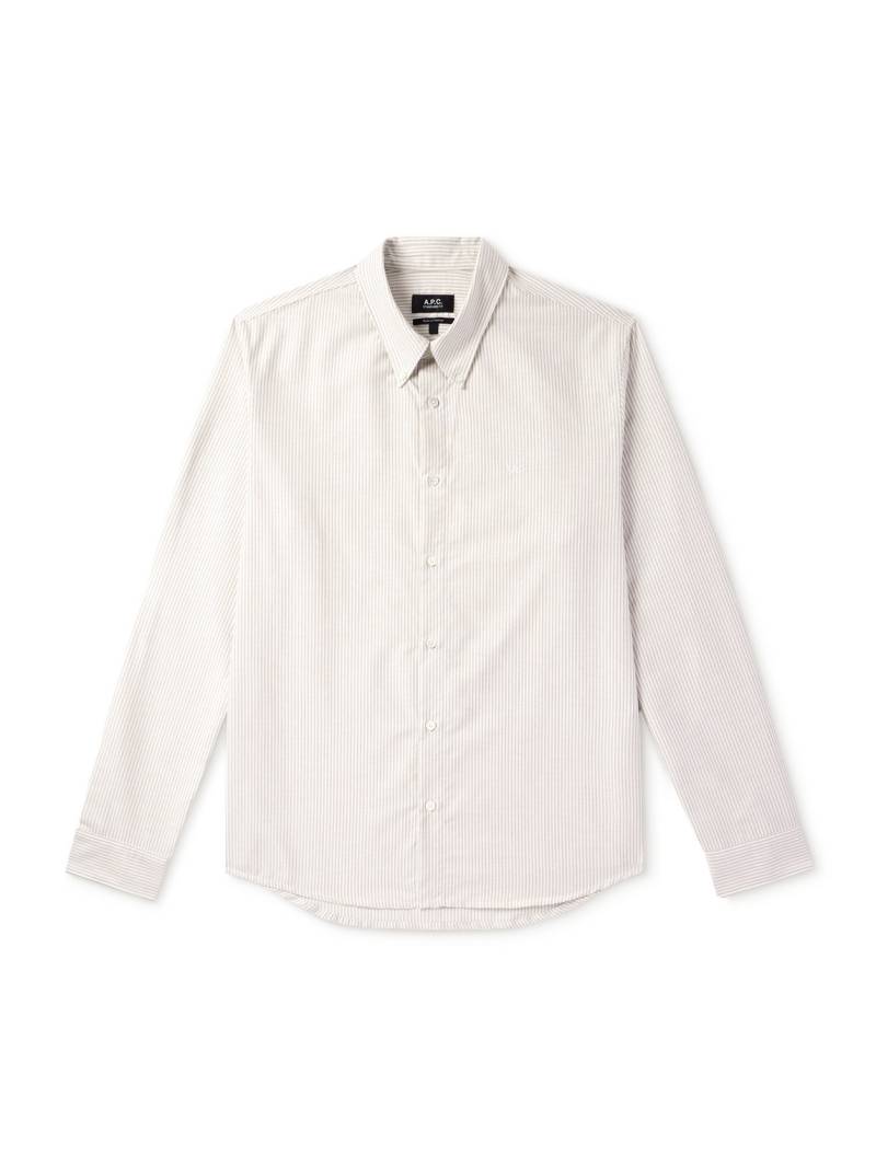 A.P.C. - Greg Button-Down Collar Striped Cotton Oxford Shirt - Men - Neutrals - M von A.P.C.
