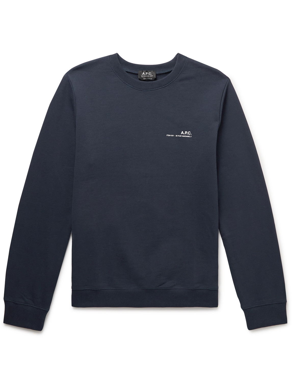 A.P.C. - Item Logo-Print Cotton-Jersey Sweatshirt - Men - Blue - M von A.P.C.