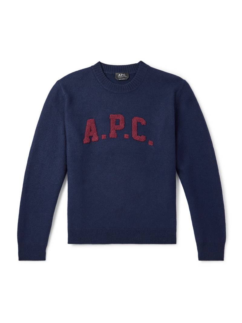 A.P.C. - Jay Logo-Appliquéd Wool Sweater - Men - Blue - XS von A.P.C.