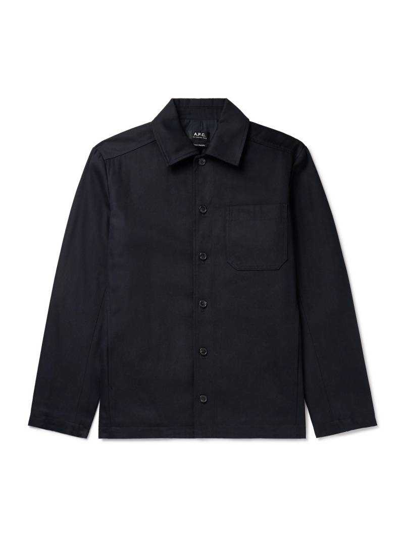 A.P.C. - Jeffray Cotton and Wool-Blend Twill Overshirt - Men - Blue - M von A.P.C.