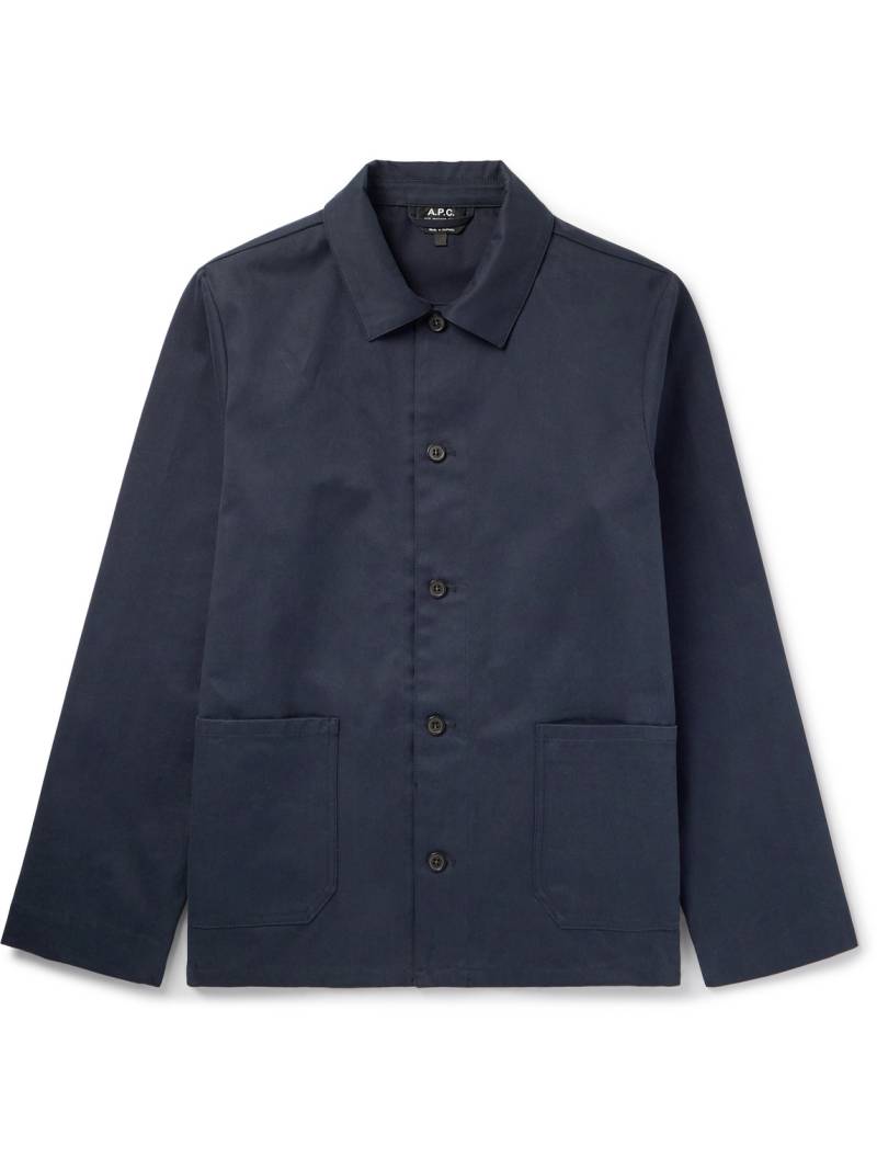 A.P.C. - Kerlouan Logo-Embroidered Cotton-Twill Overshirt - Men - Blue - M A.P.C. - Kerlouan Logo-Embroidered Cotton-Twill Overshirt - Men - Blue - M von A.P.C.