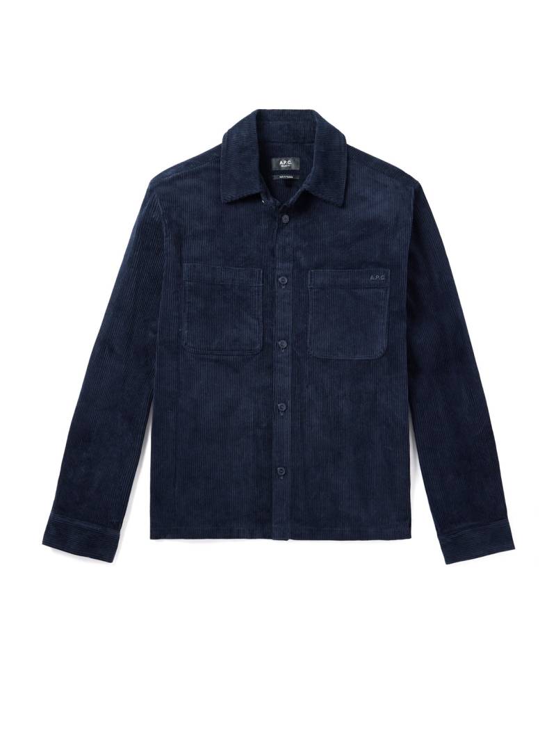 A.P.C. - Leon Logo-Embroidered Cotton-Corduroy Overshirt - Men - Blue - XS A.P.C. - Leon Logo-Embroidered Cotton-Corduroy Overshirt - Men - Blue - XS von A.P.C.