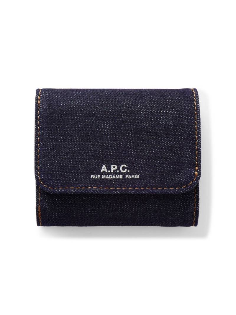 A.P.C. - Logo-Print Denim Trifold Wallet - Men - Blue von A.P.C.